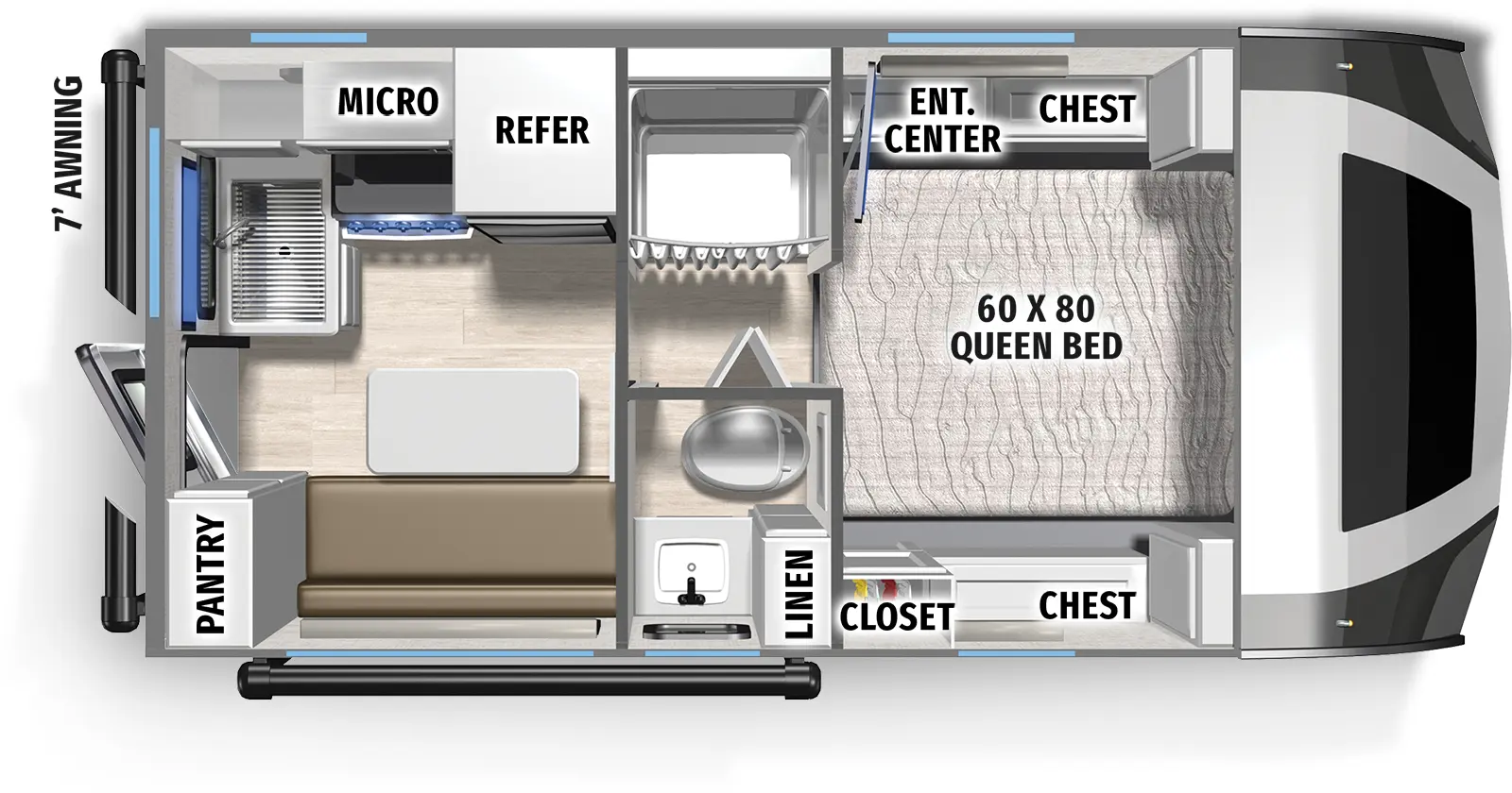 The Backpack Truck Camper HS-3201 floorplan features include: toilet.